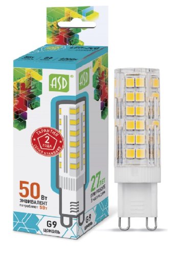 Лампа светодиодная ASD Standart JC Капсула G9 220В 5Вт 450Лм 4000К 16х61мм фото Лампа светодиодная ASD Standart JC Капсула G9 220В 5Вт 450Лм 4000К 16х61мм картинка